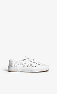 Baskets en toile et résille - Blanc Cassé