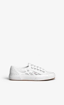 Baskets en toile et résille - Blanc Cassé