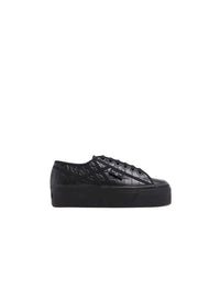 Baskets en cuir embossé croco - Noir