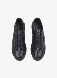 Baskets en cuir embossé croco - Noir