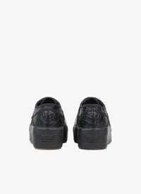 Baskets en cuir embossé croco - Noir