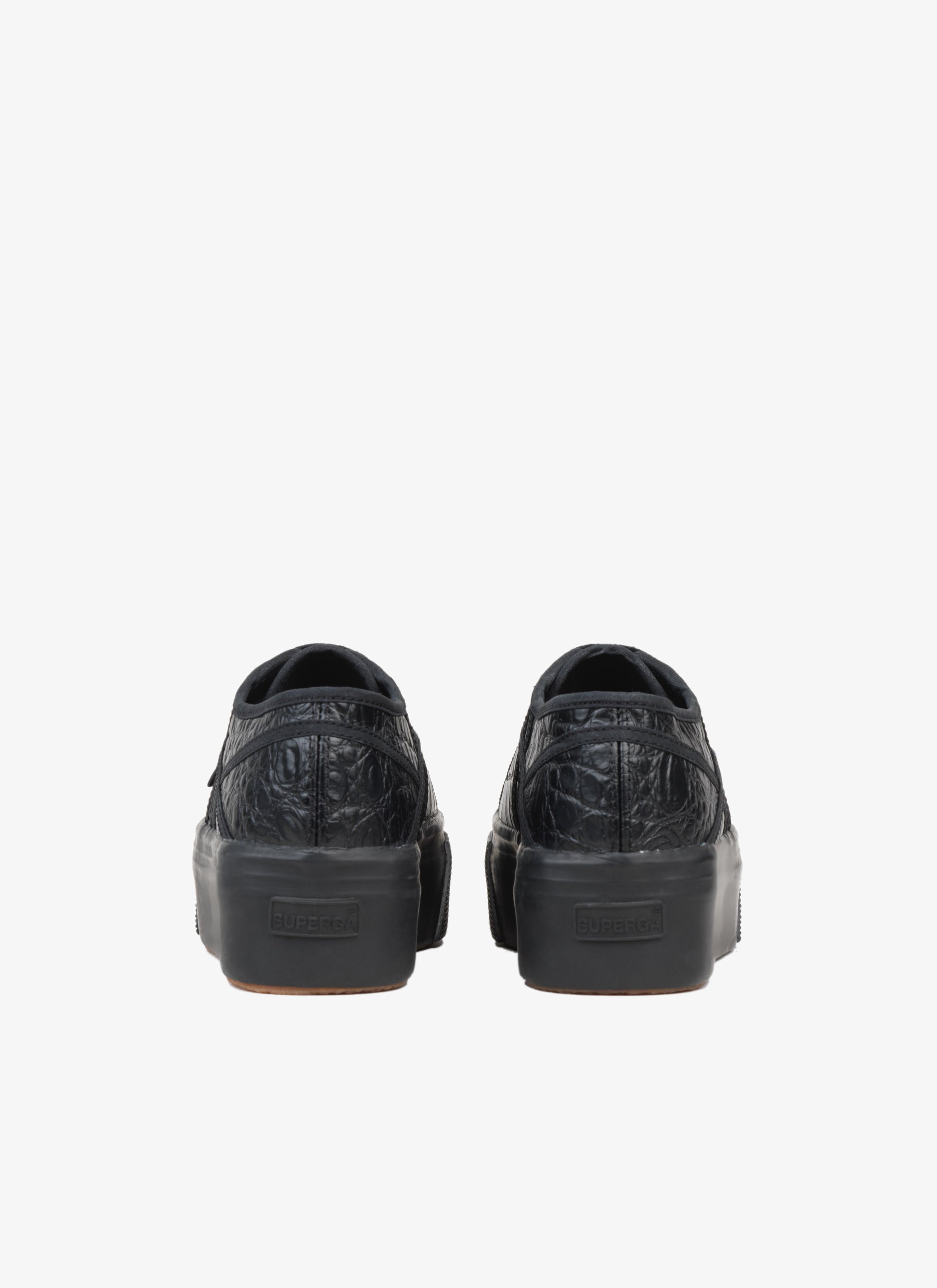 Baskets en cuir embossé croco - Noir