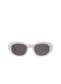 Oval Contrast Sunglasses - White & Grey