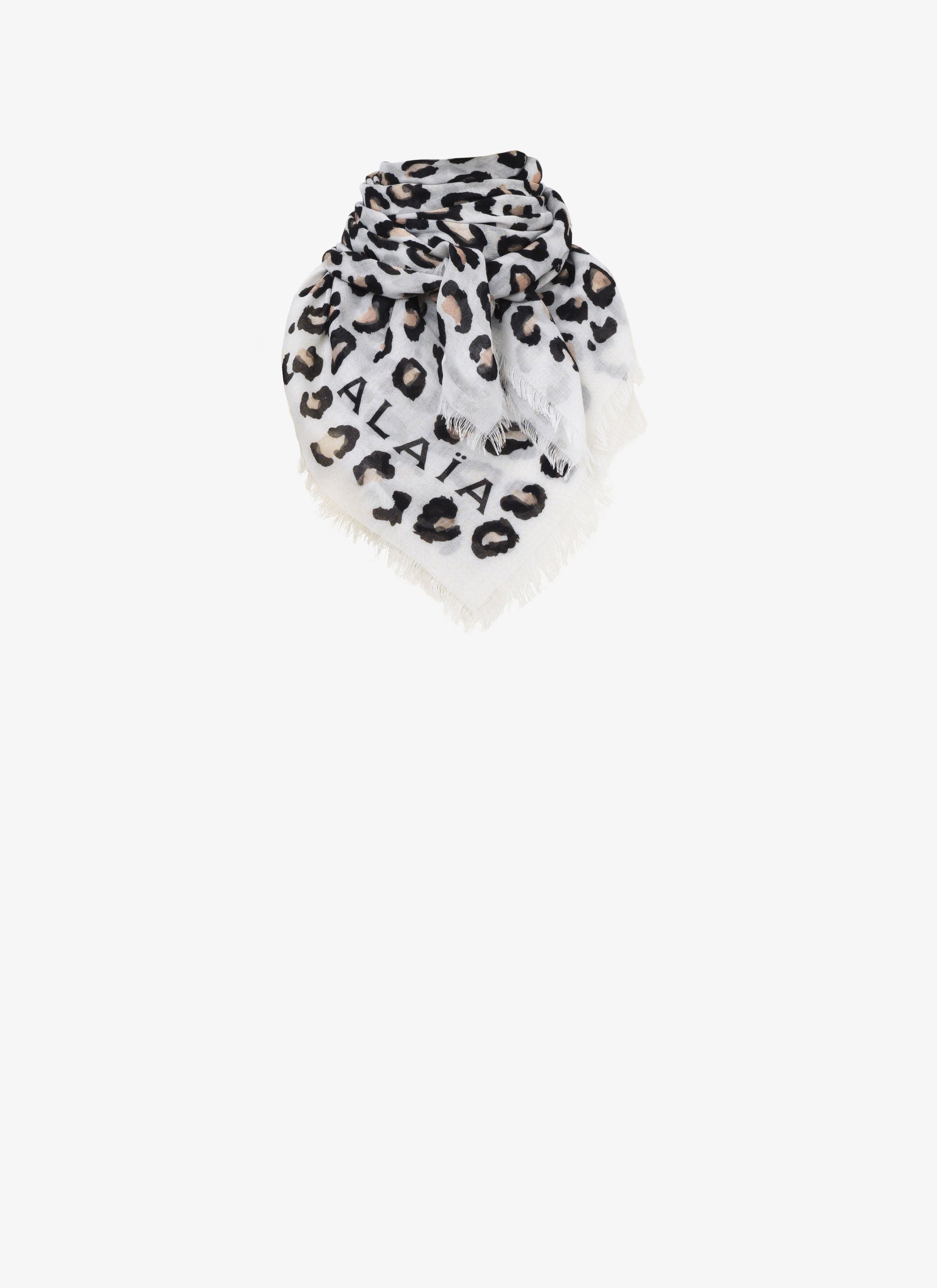 Foulard Pashmina Léopard en cachemire et soie - Blanc & Noir