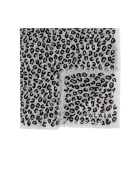 Foulard Pashmina Léopard en cachemire et soie - Blanc & Noir