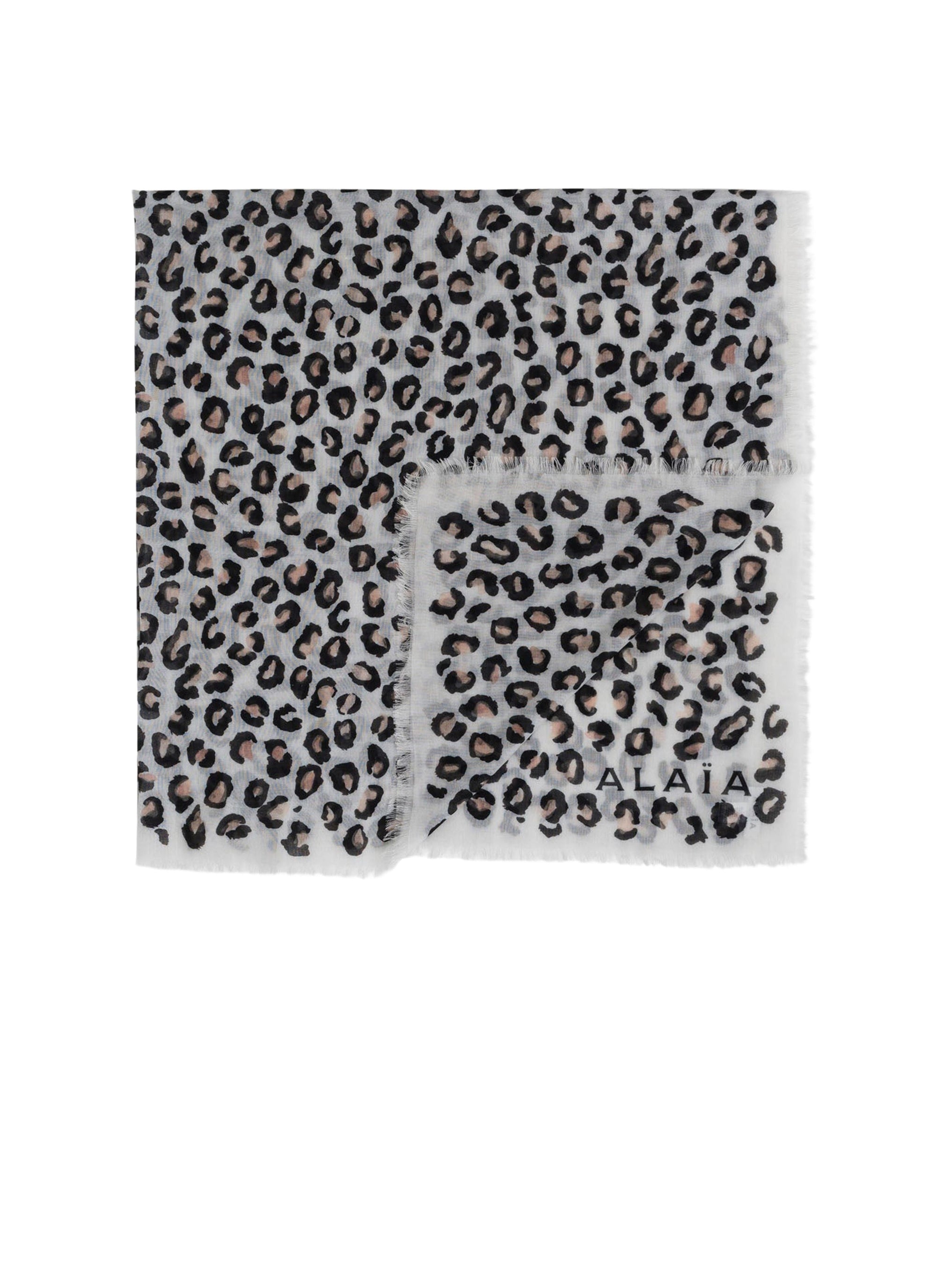 Foulard Pashmina Léopard en cachemire et soie - Blanc & Noir