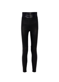 Legging taille haute en cuir stretch - Noir