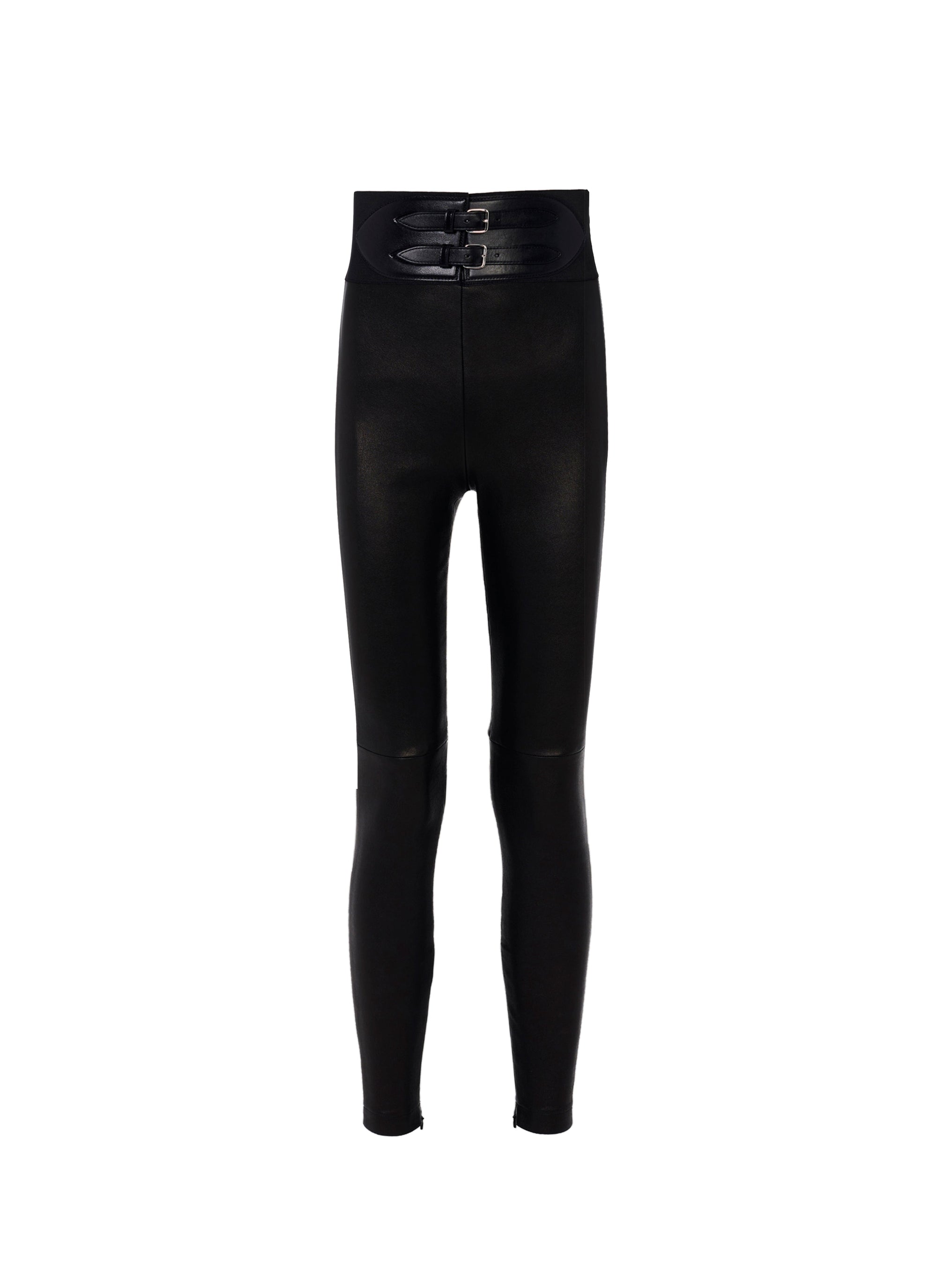 Legging taille haute en cuir stretch - Noir