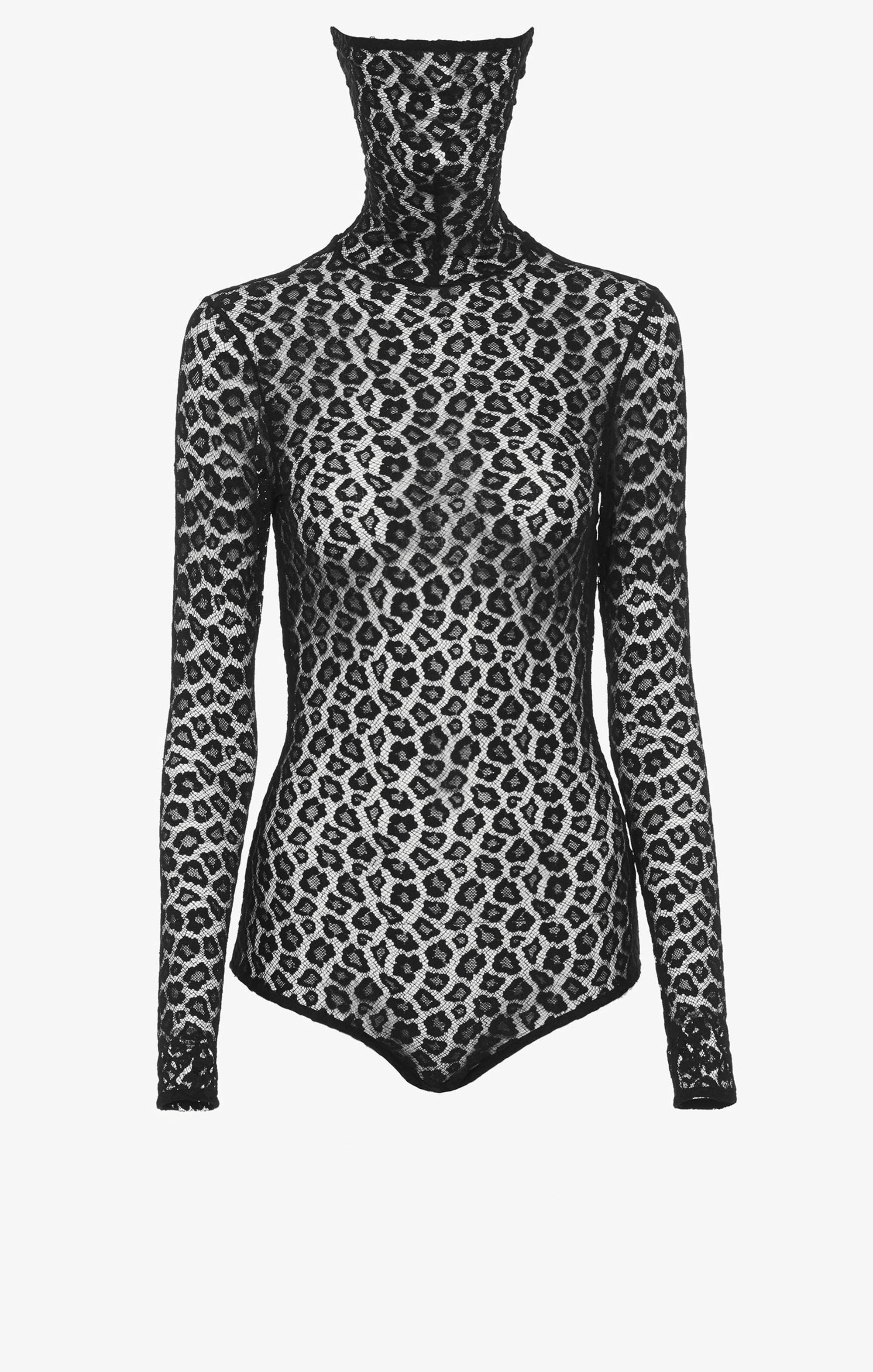 Body en dentelle à imprimé léopard - Noir Alaïa