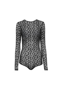 Body en dentelle à imprimé léopard - Noir Alaïa