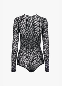 Body en dentelle à imprimé léopard - Noir Alaïa