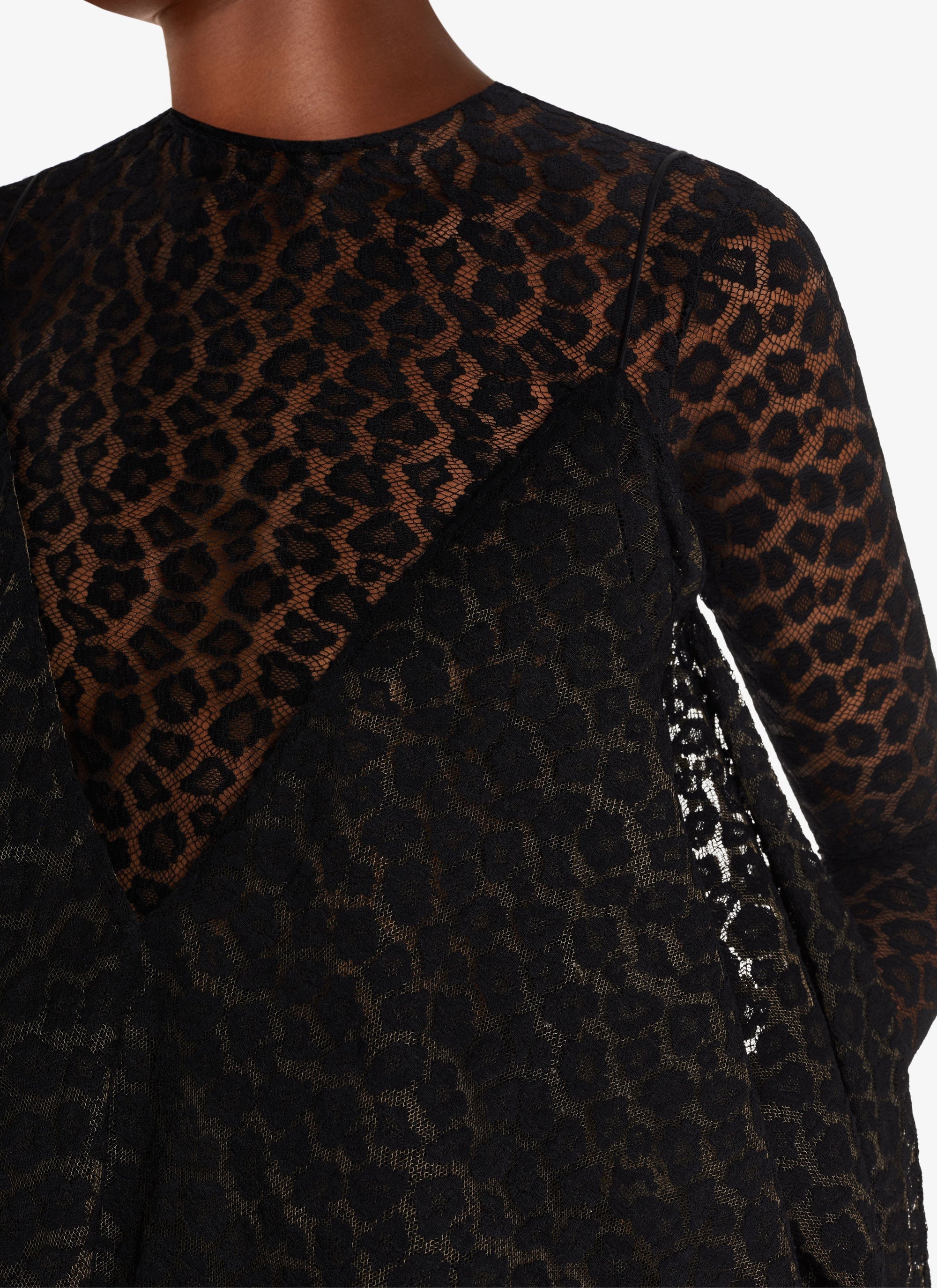 Body en dentelle à imprimé léopard - Noir Alaïa