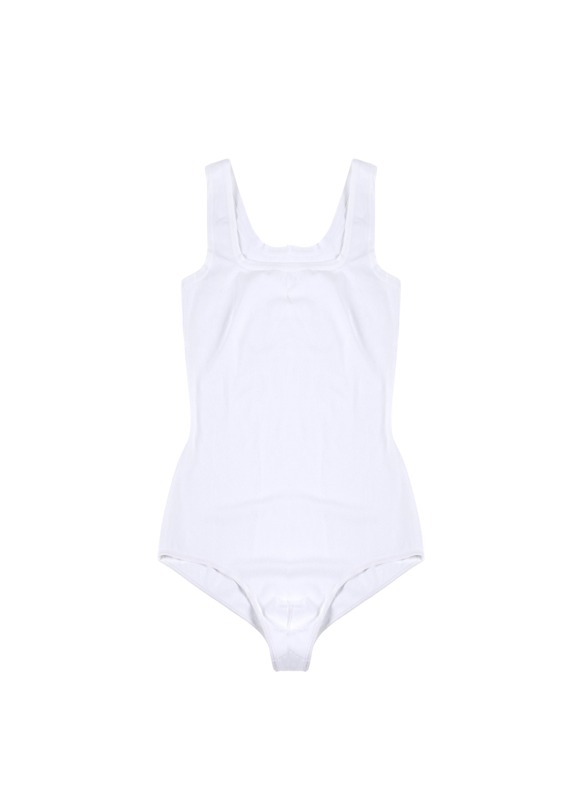 Body col carré classique sans manches - Blanc