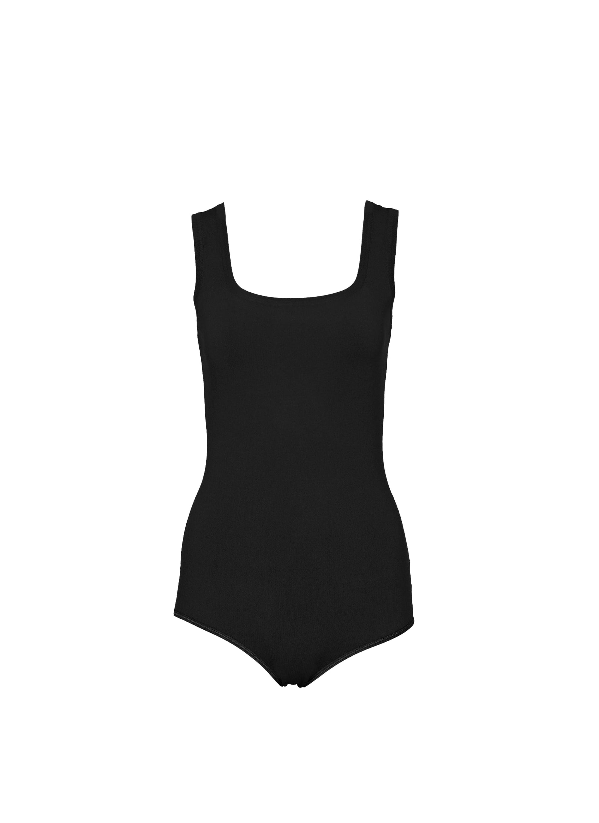 Classic square neck sleeveless bodysuit - Black intense