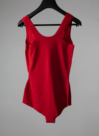 Classic square neck sleeveless bodysuit - Scarlet
