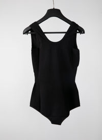 Classic square neck sleeveless bodysuit - Black intense