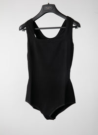 Classic square neck sleeveless bodysuit - Black intense