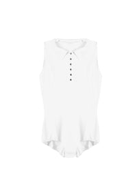 Body sans manches à col classique boutonné - Blanc