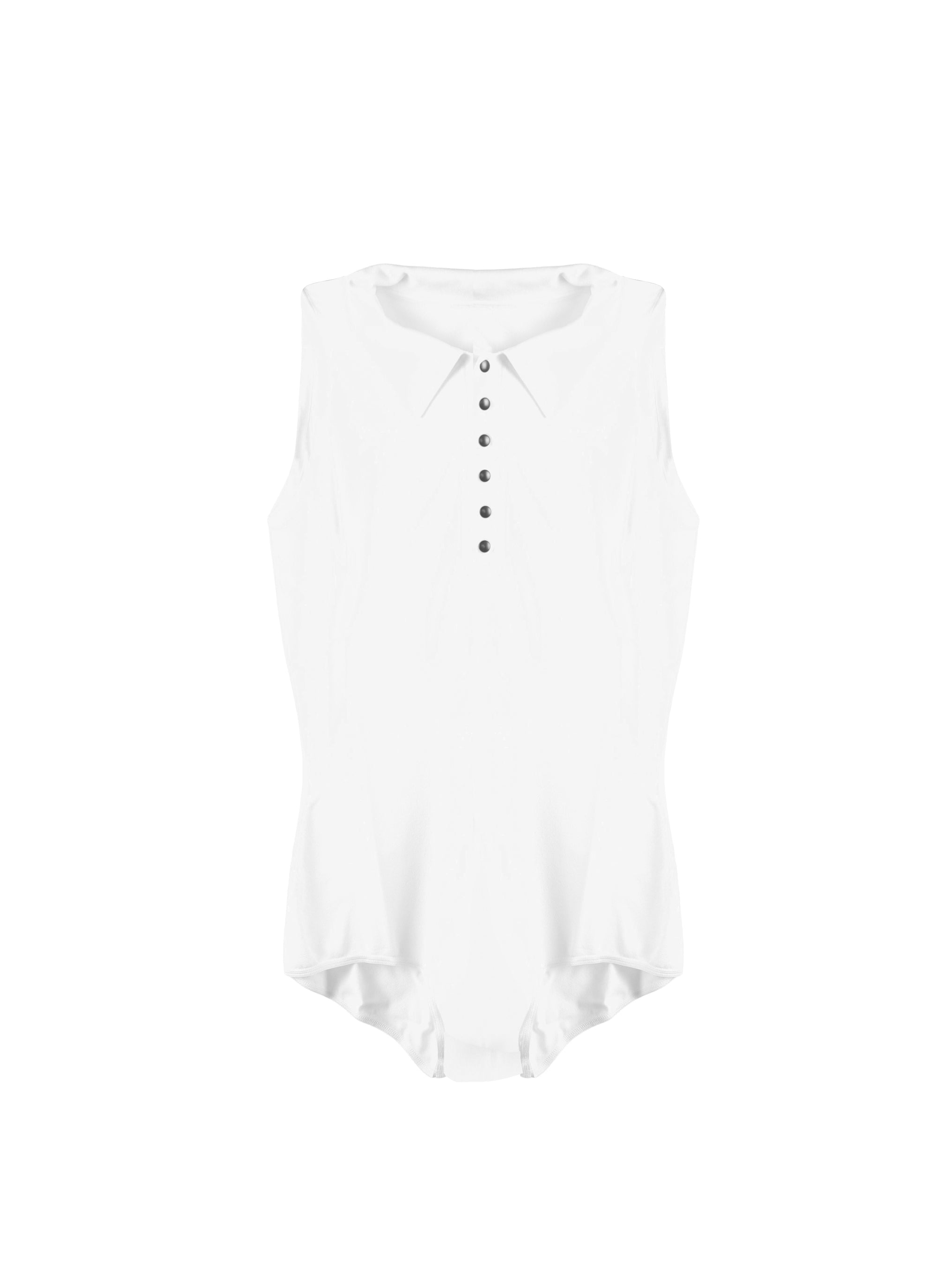 Body sans manches à col classique boutonné - Blanc