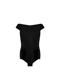 Bare Shoulders Bodysuit - Black