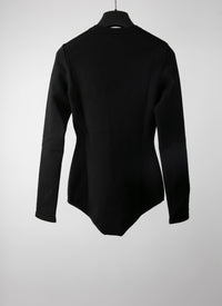 Wool crew neck bodysuit - Black intense