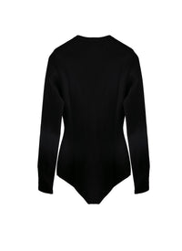 Wool crew neck bodysuit - Black intense