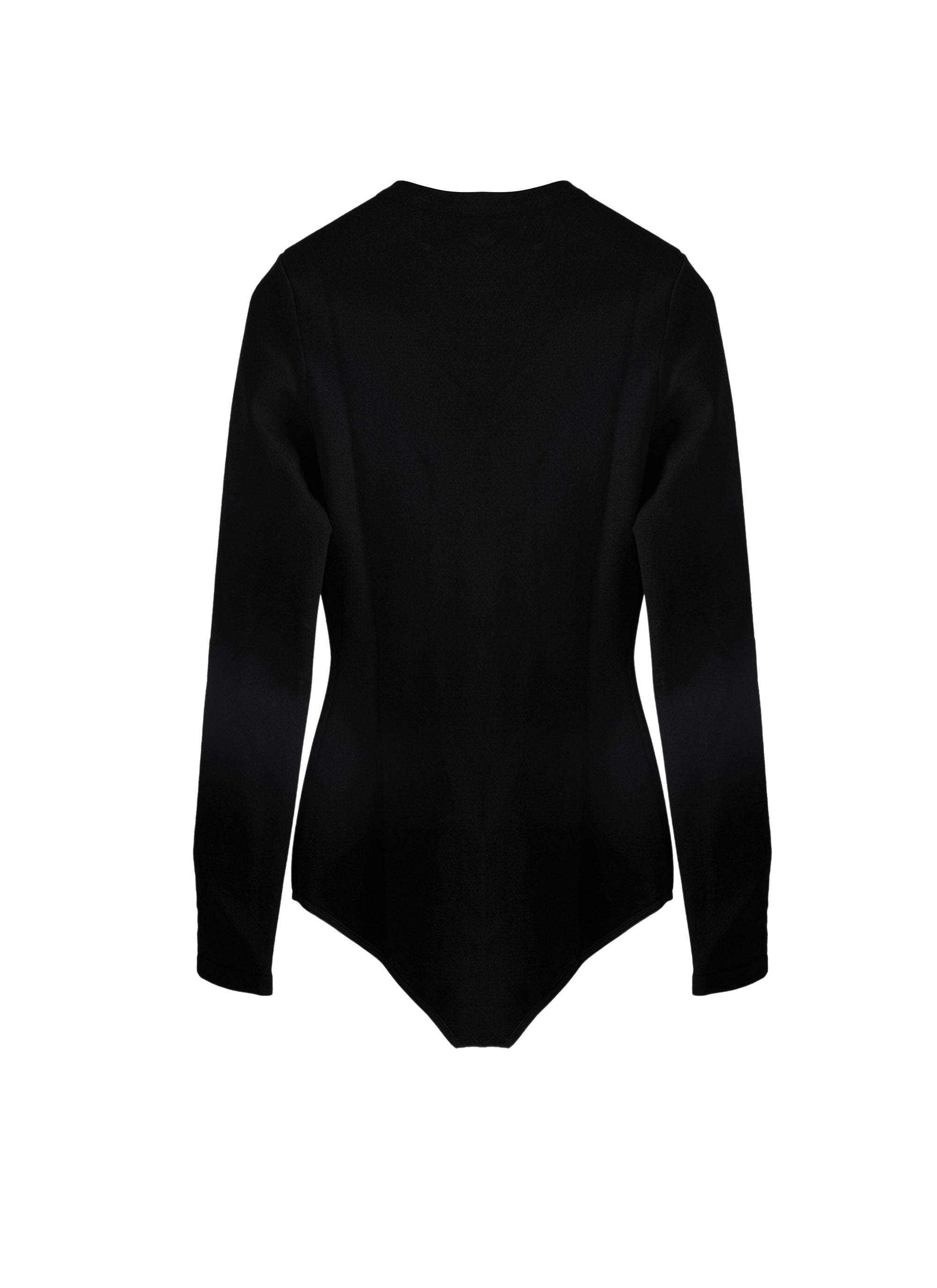 Wool crew neck bodysuit - Black intense