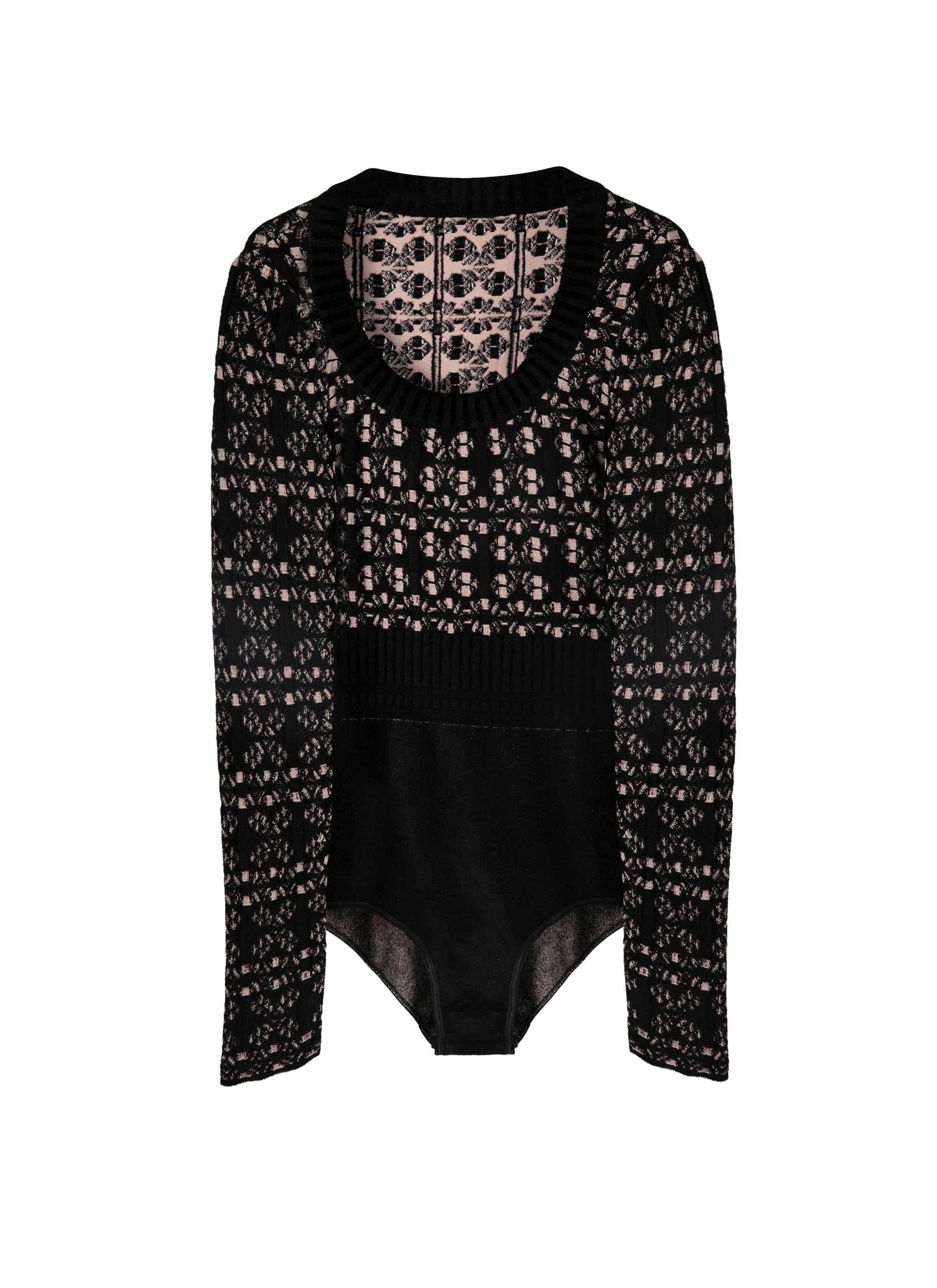 Scoop neck bodysuit - Black & Nude
