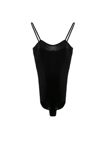 Sleeveless body with cashmere straps - Black