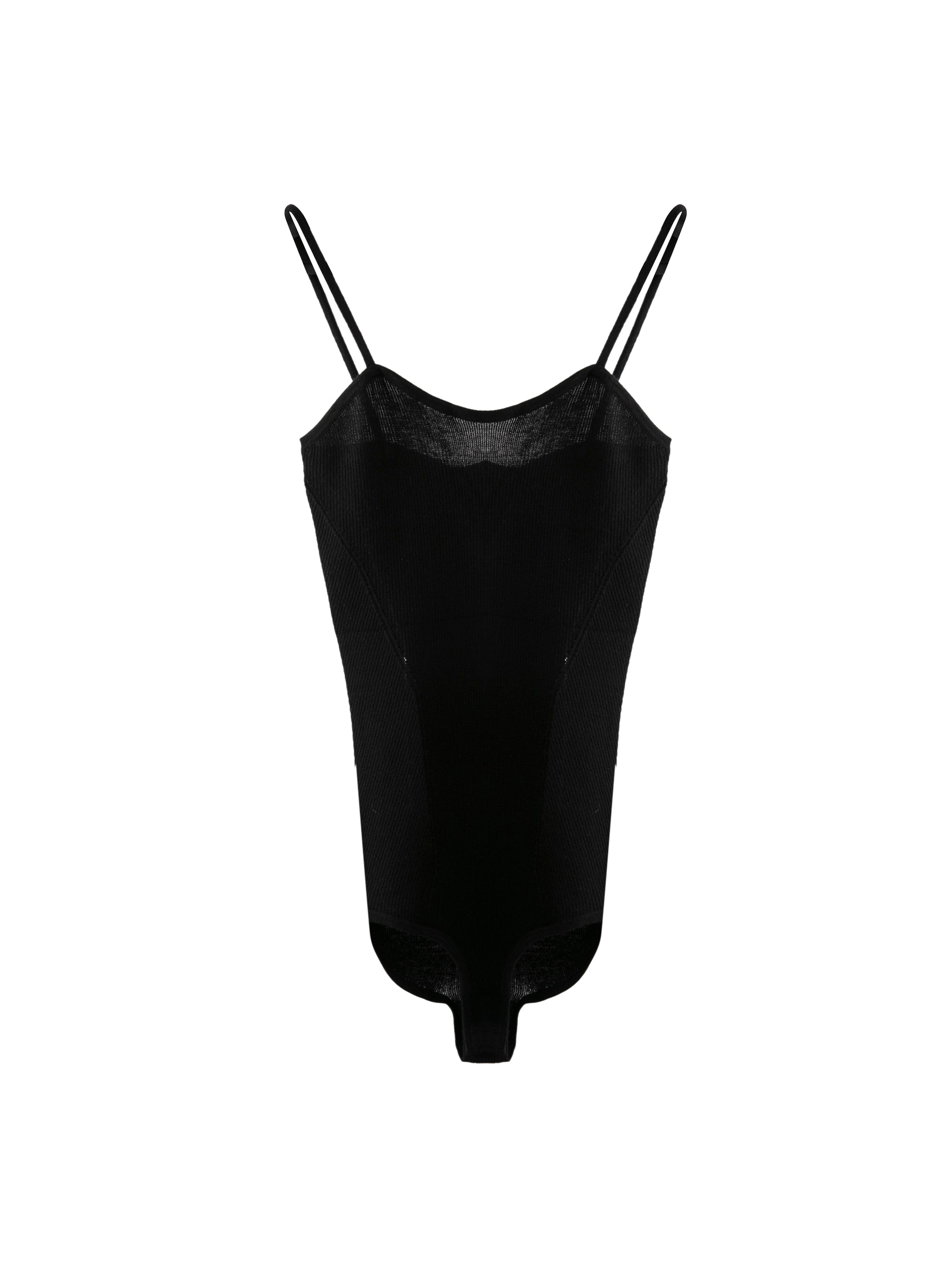 Sleeveless body with cashmere straps - Black