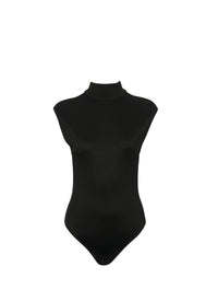 Body à col montant sans manches dos boutonné - Noir