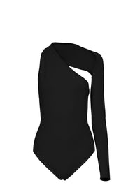 Asymmetric bodysuit - Black intense