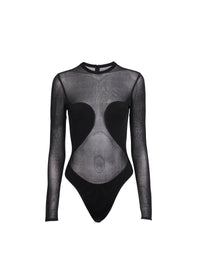 Body diaphane sans manches - Noir Alaïa