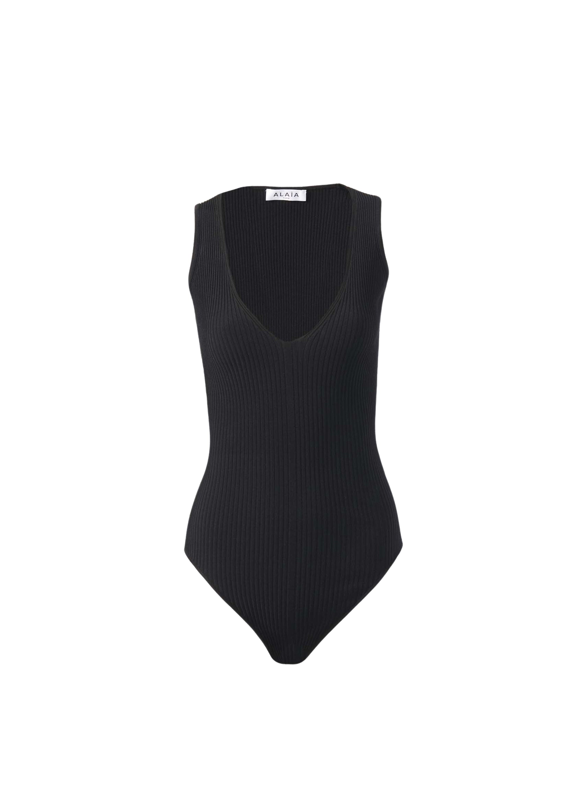 Sleeveless ribbed bodysuit - Black Alaïa