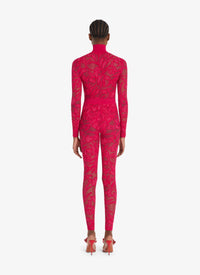 Body en dentelle à col montant - Fuchsia