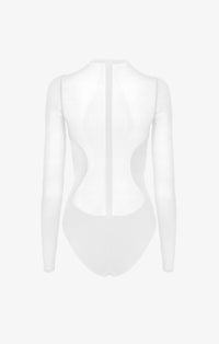 Sheer crepe bodysuit - White