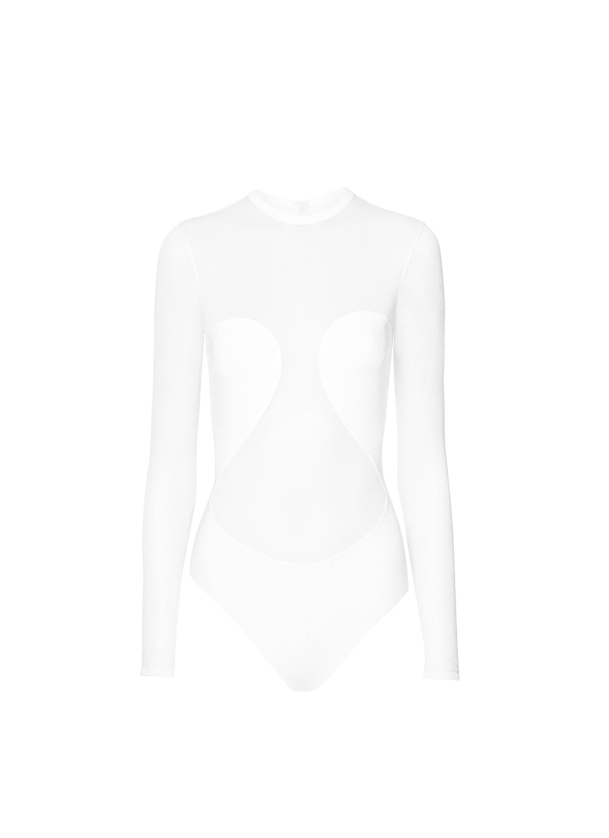 Sheer crepe bodysuit - White