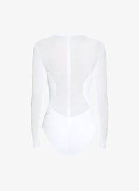 Sheer crepe bodysuit - White