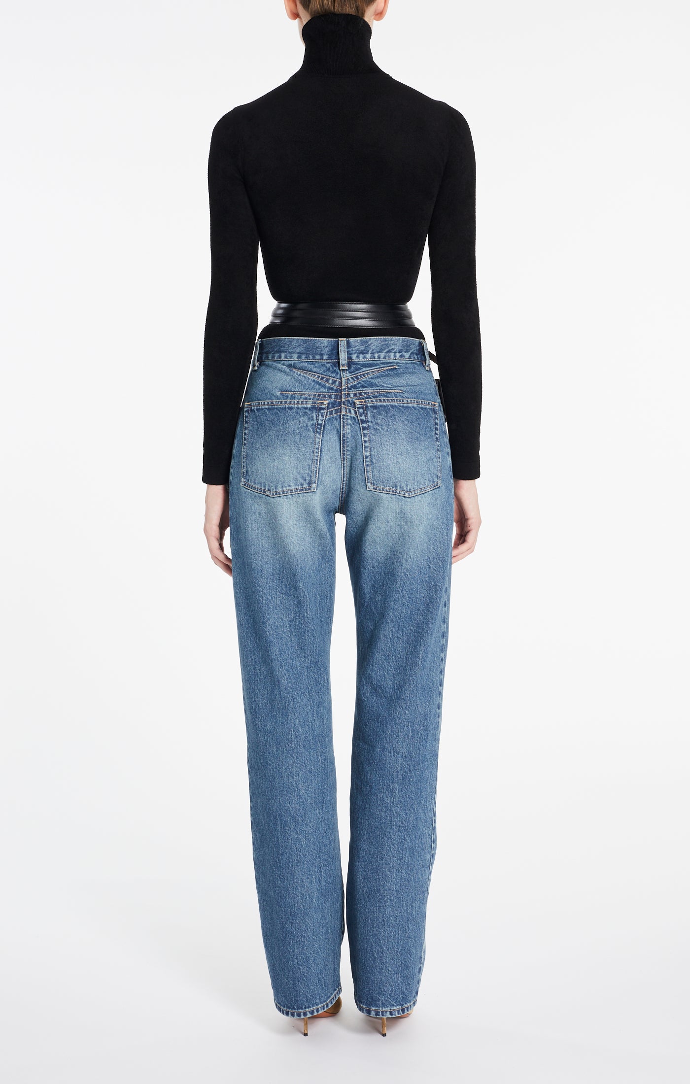 Long-sleeved velvet zip-up bodysuit - Black Alaïa
