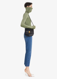 Long-sleeved velvet zip-up bodysuit - Green