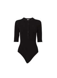 3/4 Sleeve Button Bodysuit - Black Alaïa