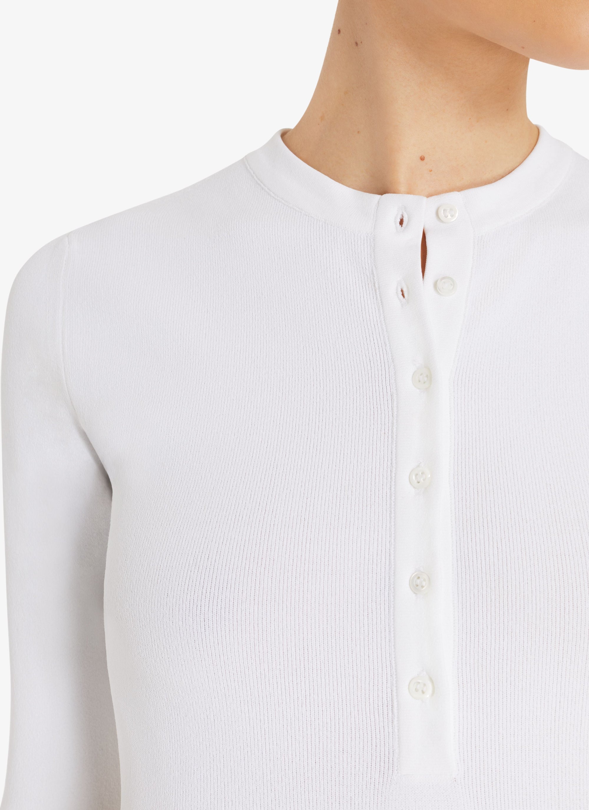 3/4 Sleeve Button Bodysuit - Nude Alaïa
