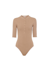 3/4 Sleeve Button Bodysuit - Nude Alaïa