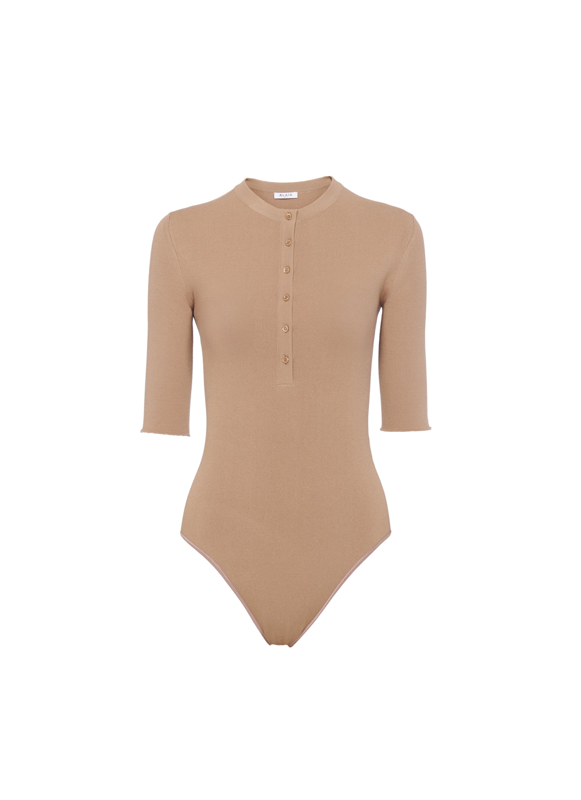 3/4 Sleeve Button Bodysuit - Nude Alaïa