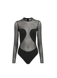 Body Polkadots à manches longues en soie mélangée - Noir Alaïa