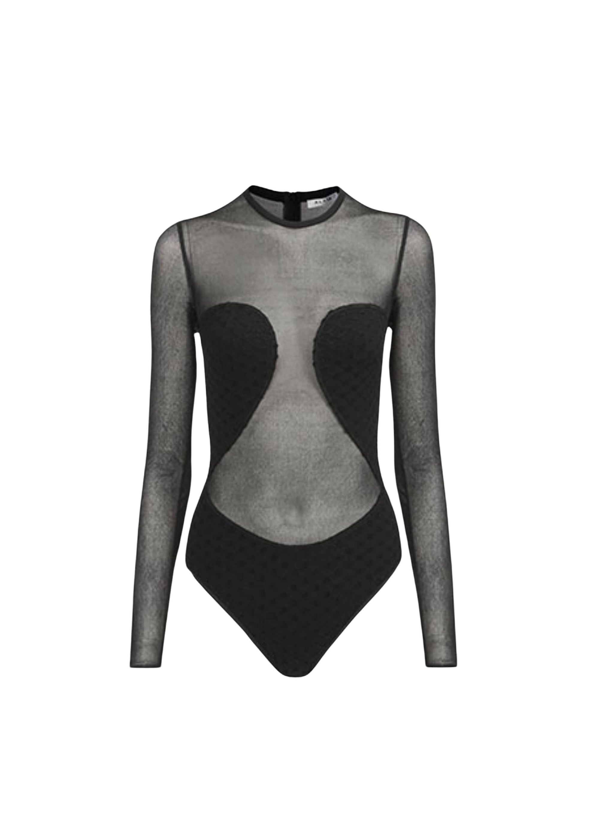 Body Polkadots à manches longues en soie mélangée - Noir Alaïa
