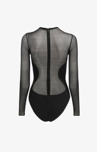 Body Polkadots à manches longues en soie mélangée - Noir Alaïa
