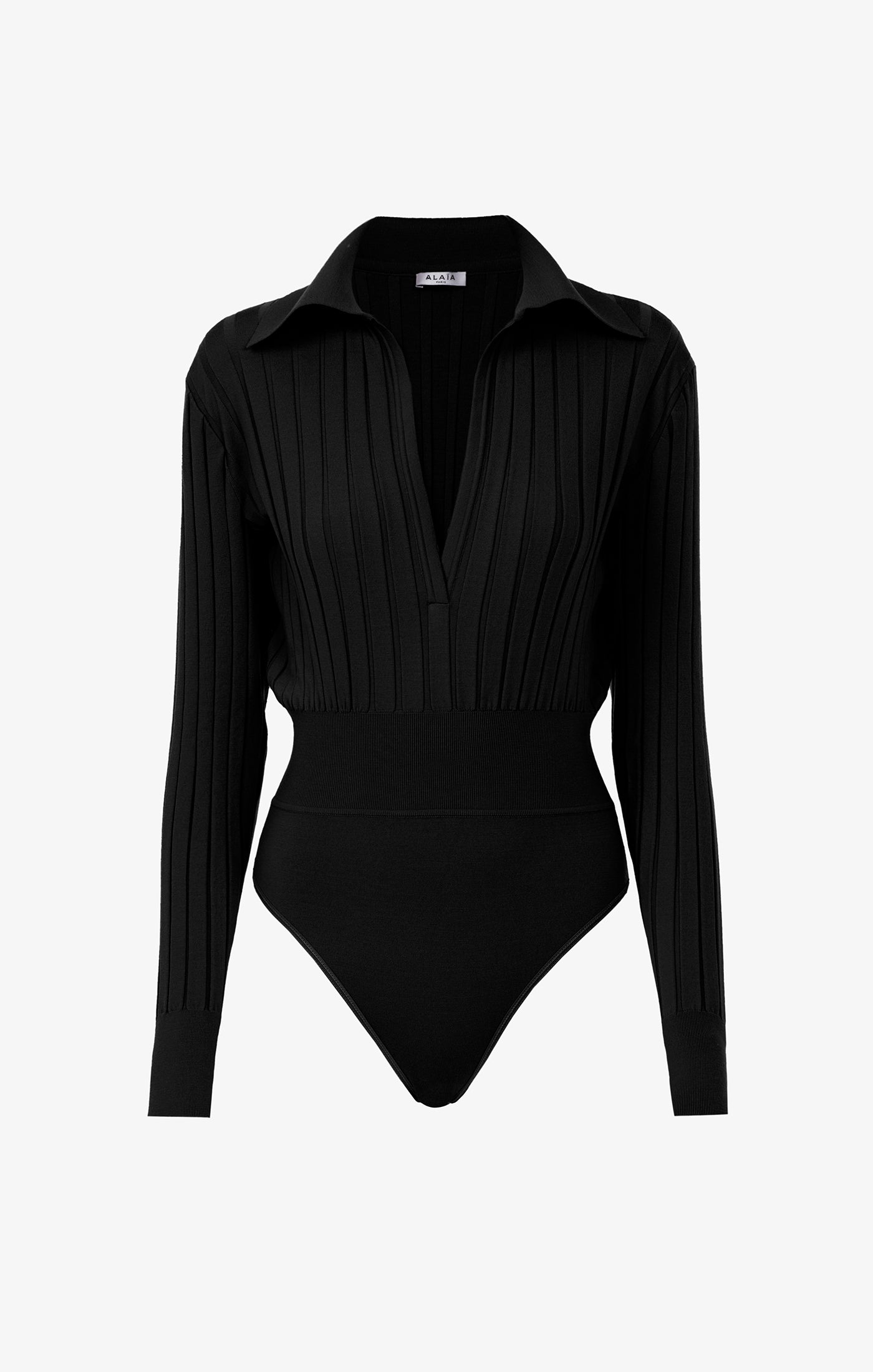 Body Ambra Polo à manches longues en laine - Noir Alaïa