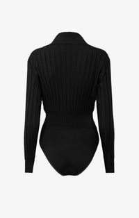 Body Ambra Polo à manches longues en laine - Noir Alaïa