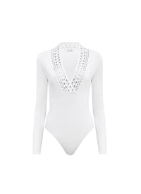 Vienna Long Sleeve Bodysuit - White